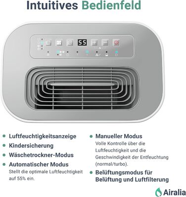 Електричний осушувач повітря AIR-DH20, 20 л/день, з підключенням до каналізації, об'єм бака 6,5 л, продуктивність 195 м³/год, для приміщень до 40 м²