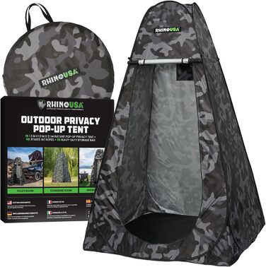 Rhino USA Portable Pop-Up Changing Tent - Waterproof Changing Room, Shower Tent & Toilet Tent for Camping, Beach & Outdoor Use - Lightweight & Easy Setup