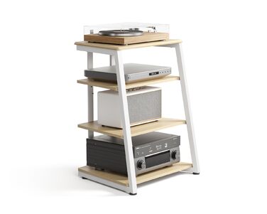 HiFi тумба FITUEYES з дерева та сталі для програвача вінілу та аудіотехніки 61x52x78 см (натуральний колір)