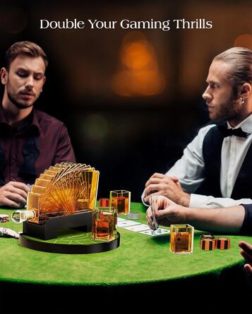 Набір для віскі Kollea Blackjack: Декантер 37,2 Oz та 4 келихи, стиль Казино, подарунок для чоловіків