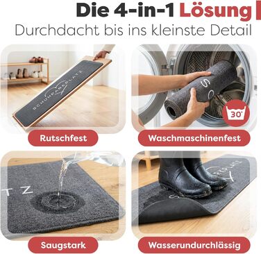 Килимок для дому та на порозі 40x60 см, стійкий до прання - оптимальний розмір для вхідних дверей. Килимок для збору бруду, привітальний килимок з написом та серцем (велике серце, 33 x 100 см, прямокутний)