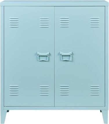 Металевий шафа [en.casa] Oripää для вітальні, офісу та майстерні, 90x80x33 см, з 2 дверцятами і регульованою полицею, сіро-блакитна
