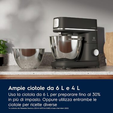 Тістоміс Electrolux EKM5570 з нержавіючої сталі, 1200 Вт, 10 швидкостей, з вінчиком та кришкою, Black Pearl