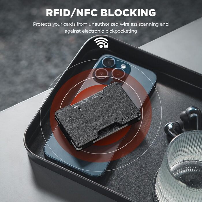 Клатч-органайзер для карт чоловічий VULKIT з металевою кліпсою для грошей, RFID захистом, тонкий, зелений (ретро шкіра чорний)