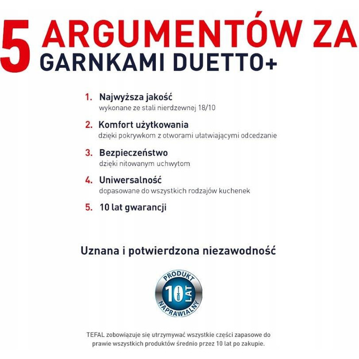 Набір каструль та сковорідок Tefal Duetto+ з нержавіючої сталі, 10 предметів, G732SA55