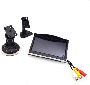 Автомобільний тримач на присосці для монітора 5'' LCD TFT, кріплення на лобове скло для паркувальної камери, передньої камери, медіаплеєра, з підтримкою 2 RCA Cinch