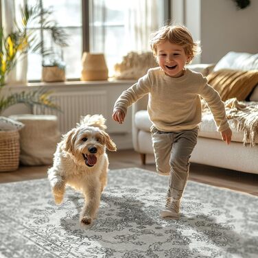 Килим GENIMO Boho Vintage 160x230 см, короткий ворс, антиковзаючі, для вітальні, спальні, їдальні, офісу, стильний, ніжний салатовий колір