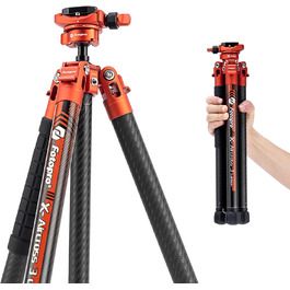 Штатив Fotopro Carbon X-Aircross 3 Lite: Легкий карбоновий штатив 151 см з кульковою головкою 360° та швидкознімною платформою. Макс. навантаження 10 кг, блакитний.