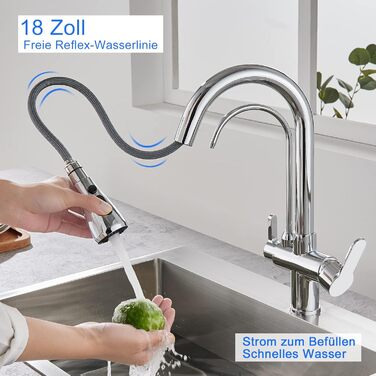 3-х стороньок крановий змішувач для кухні, латунна кухонна арматура для мийки, водопровідний кран для фільтрації води, поворотний на 360° з душем, висувний хромований кран