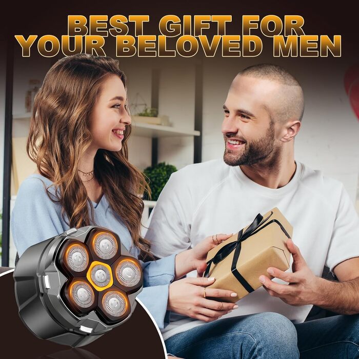 Електричний гостростример для голови чоловічий з LED-дисплеєм, водонепроникний, 6D гнучкий, з плаваючою головкою, для сухого та вологого гоління