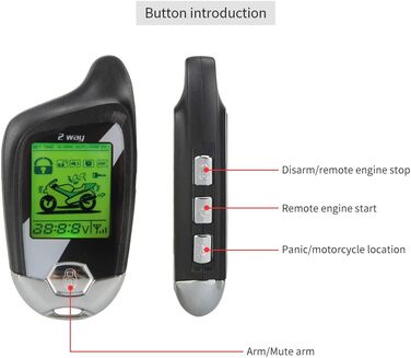 Мотоциклетна сигналізація EASYGUARD EM211 з двостороннім зв'язком, дистанційним запуском, шок-сенсором, датчиками нахилу й руху, LCD-дисплеєм, 12В