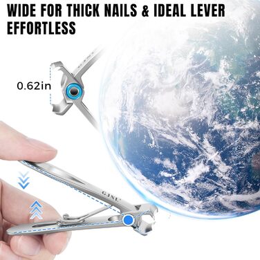 Нігтеріз для літніх людей та товстих нігтів, 16 мм/37 мм ширина отвору, міцний нігтеріз для чоловіків з товстими нігтями, 45° кут заточування, вигнута леза, для видалення врослого нігтя (чорний)