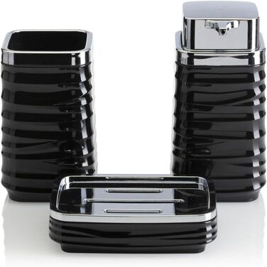 Набір для ванної кімнати HowHomely: щітка для унітазу, сміттєвий бак, дозатор мила, мильниця, чорний/сріблястий