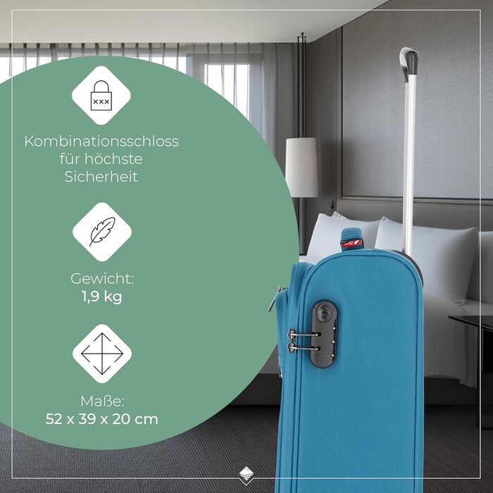 Чемодан-валіза Travelite на колесах, 39 літрів, ручна поклажа, турецький колір, 52 см