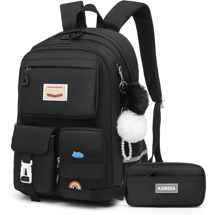 Дитячий рюкзак для підлітка: для школи, ноутбука, подорожей (17 дюймів, чорний)