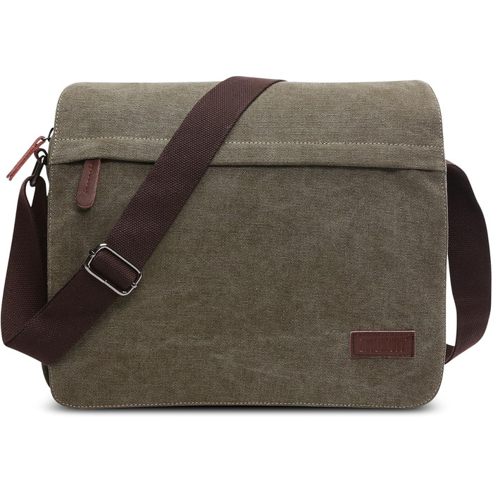 Чоловіча сумка через плече Deevorca Vintage Canvas, 14 дюймів, для ноутбука, подорожей, школи, туризму, зеленого кольору