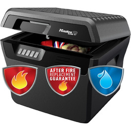 Сейф Master Lock вогнестійкий та водонепроникний з ключем, потрійний захист - від пожежі, води та авіаперевезень, 4.9L, 15.6 x 36.2 x 33 см, з ключем / 4.9L (комбінація / 18.5L)