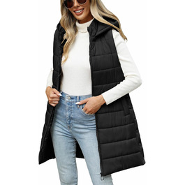 Жіноча пухова жилетка Yusongirl, довга, з капюшоном, тепла, чорна, осінь/зима