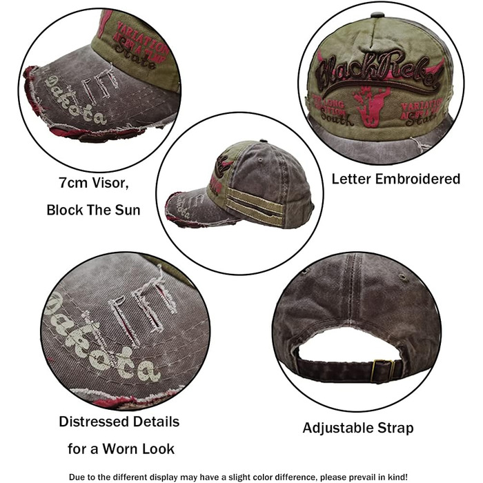 Кепка бейсболка вінтажна Baumwolle з бавовни, випрана джинсова, з потертостями, для чоловіків та жінок, стильна, спортивна, hip hop, регульована, універсальний розмір, колір A-Braun