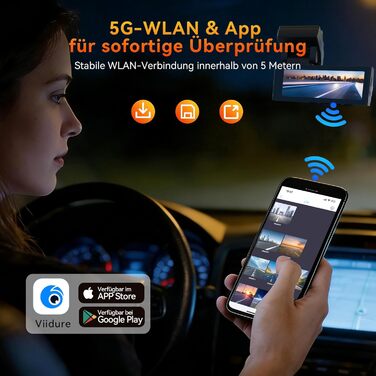 Автомобільний відеореєстратор 4K+2K з WiFi 5GHz, передня та задня камери, 64GB карта пам'яті, кут 170°, нічний режим WDR, дисплей 3.2