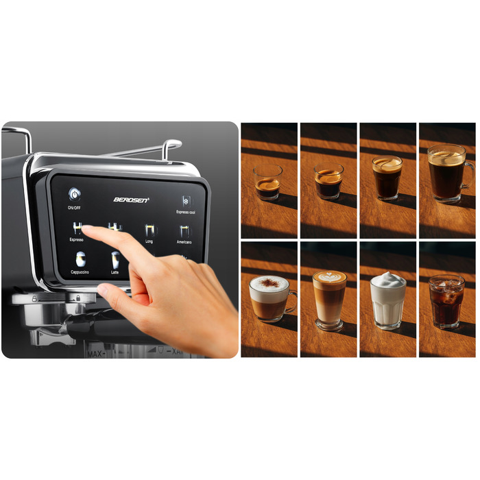 Ріжкова кавомашина Berdsen з капучинатором, тиск 20 бар, 1350 Вт