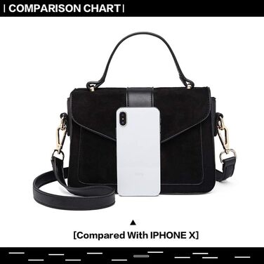 Сумка жіноча Miss Lulu середнього розміру через плече: шкіра та замша, вінтажний стиль, чорний колір