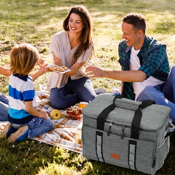 Термосумка 35L для пікніка та обідів: ізольована, водонепроникна, для кемпінгу, пляжу та BBQ