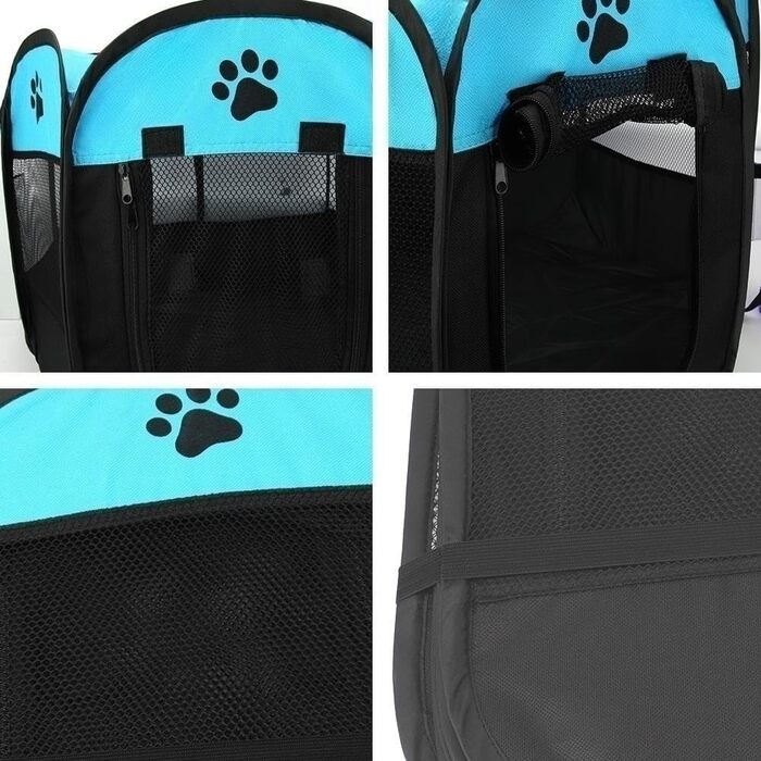 Клітка-забіг для цуценят та собак, складана, 73x73x43 см (Blue+Black)