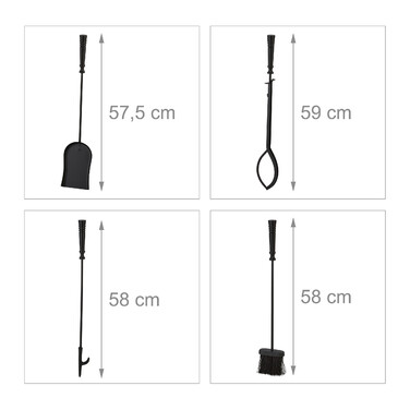 Relaxdays 5-Piece Fireplace Tool Set in Black