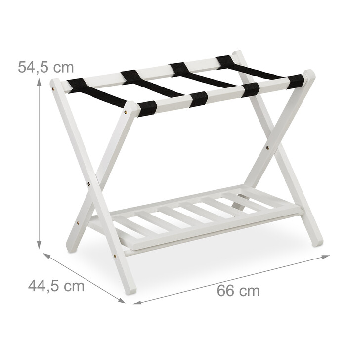 Relaxdays Folding Luggage Rack with 2 Shelves