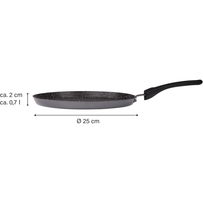 STONELINE Back to Nature Crepe Pan Induction 25 cm, Omelette Pan with real stone particles, Pancake/Pancake Pan Non-Stick, Fat-Free Frying, All Cooktops, (Riveted)