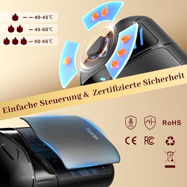 Електричні грілки для рук, 2 шт. з LED-дисплеєм та акумулятором 6000mAh, 3 режими нагріву, для активного відпочинку та зими, подарунок для жінок та чоловіків, чорний