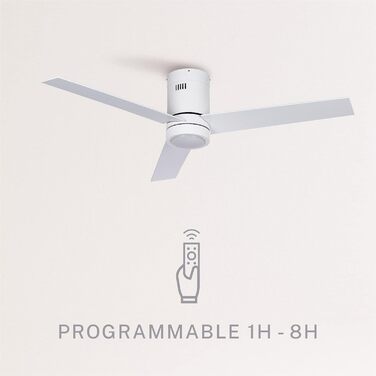 Стеляний вентилятор Windminimal білий з підсвіткою та пультом, тихий, DC-двигун, 40W, діаметр 132 см, 6 швидкостей, літньо-зимовий режим