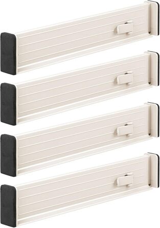 mDesign Adjustable Drawer Organizer – Practical Drawer Dividers for Cabinets and Dressers – Flexible Plastic Compartmentalizer – 8-Piece Set – Smoke Gray and Black (Cream Color)