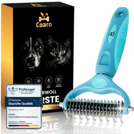 Підшерсткова щітка для собак та котів з двосторонніми лезами для легкого догляду за шерстю – неслизька ручка для надійного захвату – професійна щітка для видалення підшерстя