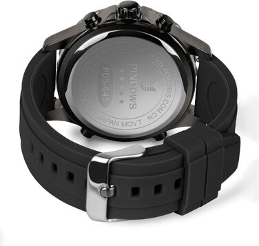 Годинники PINDOWS для чоловіків: водонепроникні спортивні годинники (аналогові/цифрові), багатофункціональні, з LED-підсвічуванням, будильником, секундоміром (чорний/жовтий)