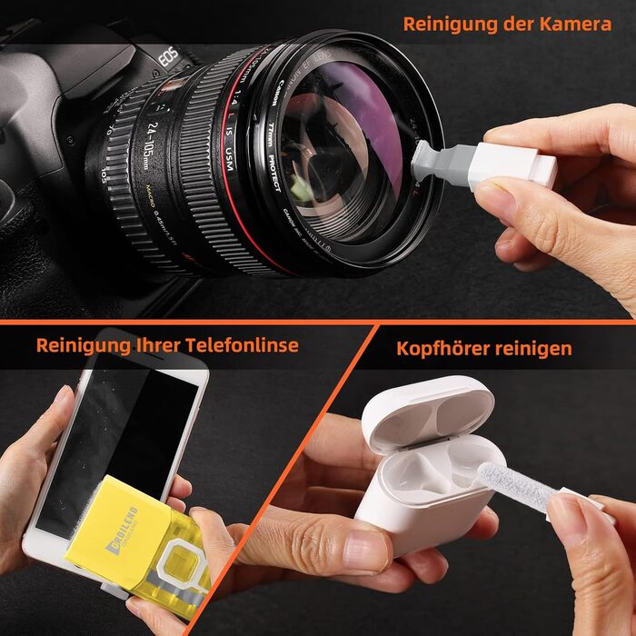 Набір для чищення клавіатури та гаджетів Ordilend: щітка, спрей для iPhone, iPad, ноутбука, ПК, монітора