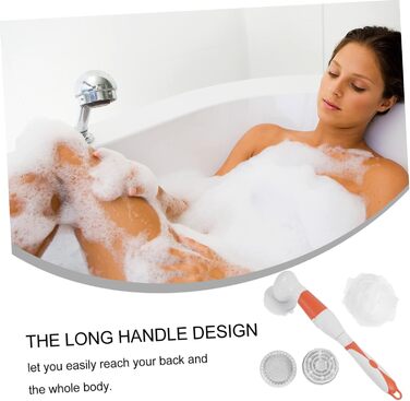 1Satz Multifunctional Electric Bath Brush Shower Massage Brush for Back Care, Long Handle, No Battery, Random Color Selection