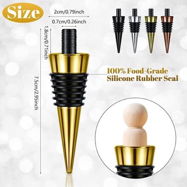 20 Empty Bottle Caps with Threaded Posts, Metal Wine Stopper Inserts Set, Hardware for DIY Projects, Woodturning