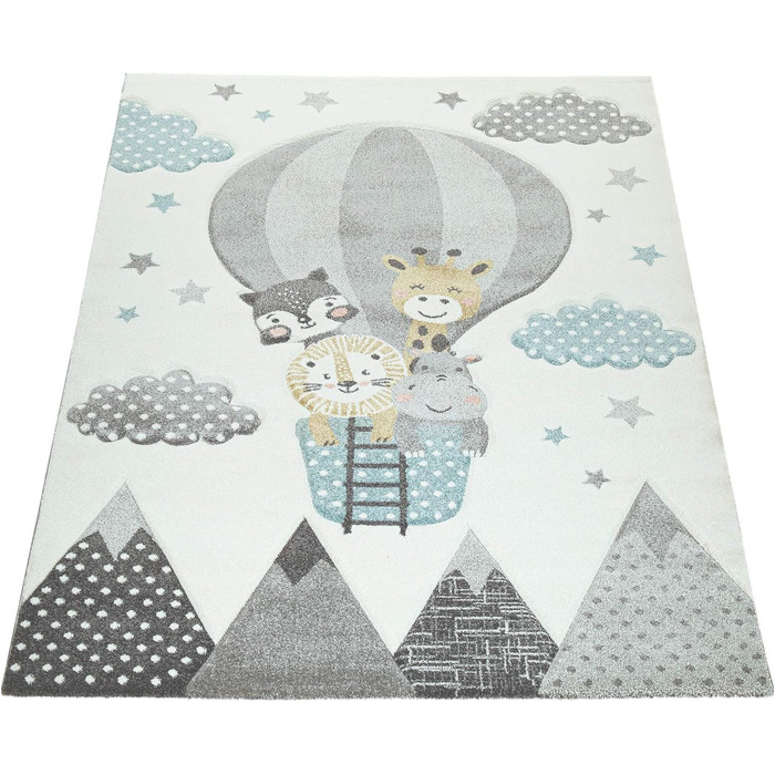 Paco Home Rug Children's Room Boy Girl Children's Rug Play Rug Short Pile Rainbow Farm Unicorn Butterfly Bunny, Size: Ø 120 cm Round