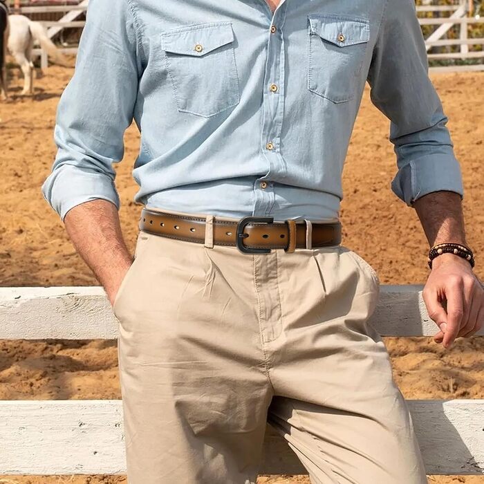 Чоловічий шкіряний ремінь VONMELLI без металу, TSA-сертифікований, для джинсів, з гіпоалергенною застібкою, розмір пояса 48-52