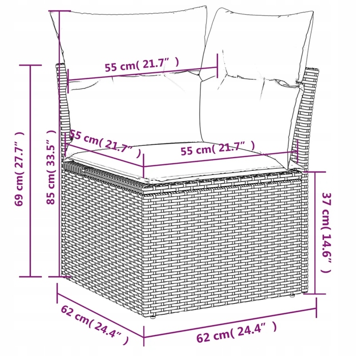Комплект садових меблів з подушками, 9 предметів, бежевий, поліротанг