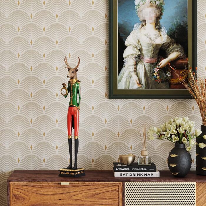 Kare Design Table Clock, Multicolor, Table Clock, Clock, Dog, 65x13x11 cm (H/W/D) (Gentleman Deer)