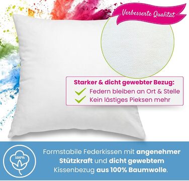 wometo 2er Set Feather Pillow 100% Feathers 80x80-1200g oekoTex Pillow Head Pillow Filling Pillow Cover Cotton white/Inner Pillow/Pillow Filling/Sleeping Pillow (2 pieces) 80 x 80 cm