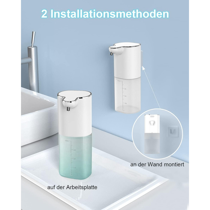 Автоматичний дозатор мила 400 мл з кріпленням на стіну, 4 рівня, IPX5, електричний, для кухні та ванної кімнати, білий