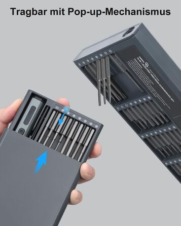 Міні-шуруповерт STREBITO 70-в-1: комплект з 64 бітами, 5 режимів крутного моменту, LED-підсвічуванням, сірий