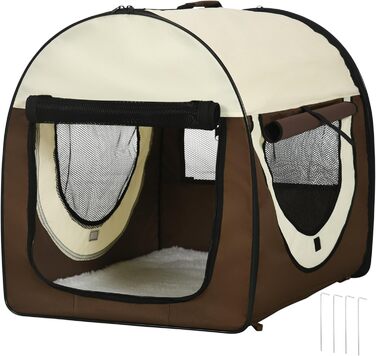 PawHut Транспортна переноска для собак та котів, рюкзак для тварин, водонепроникна сумка-переноска з подушкою, 70 x 51 x 59 см, Колір: Кофе