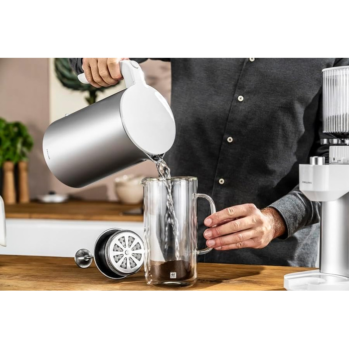 ZWILLING ENFINIGY Kettle with Stainless Steel Scale Filter & Overheat Protection, Cordless, 1850 Watts, 1.5 Liters, Silver