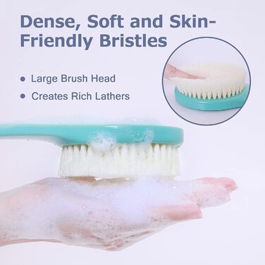 Масажна щітка для спини, щітка для душу, скребок для тіла з довгим руків'ям для пілінгу та масажу. Чорний/Оливковий PE