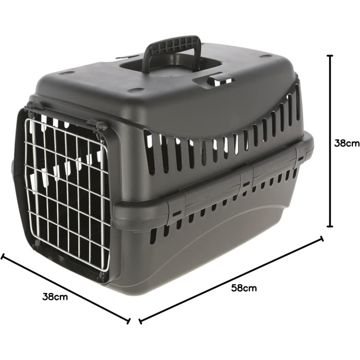 Kerbl Pet Transportbox Expedion Eco з металевими дверцятами, 58x38x38 см, чорний